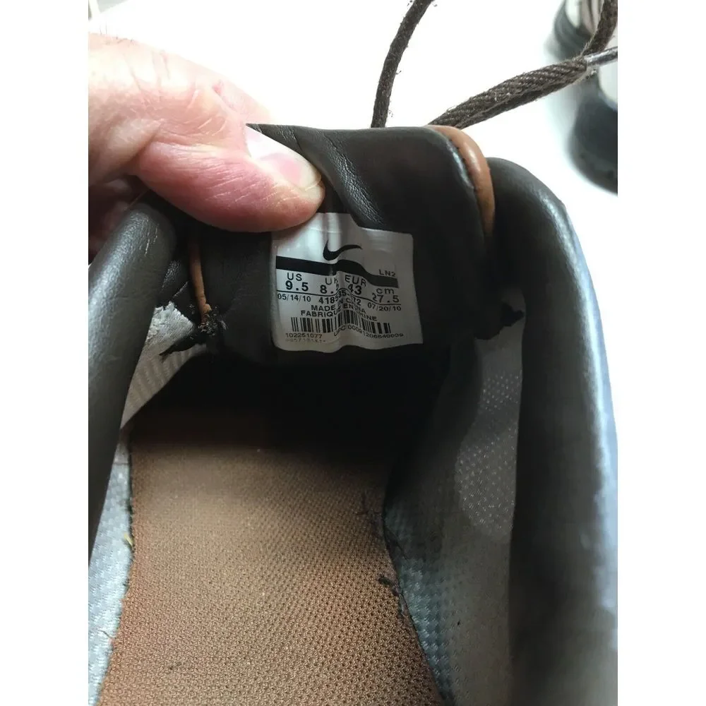 Nike Air Golf Shoes leather‎ mens Size 9.5 brown white oxford Sports Wear